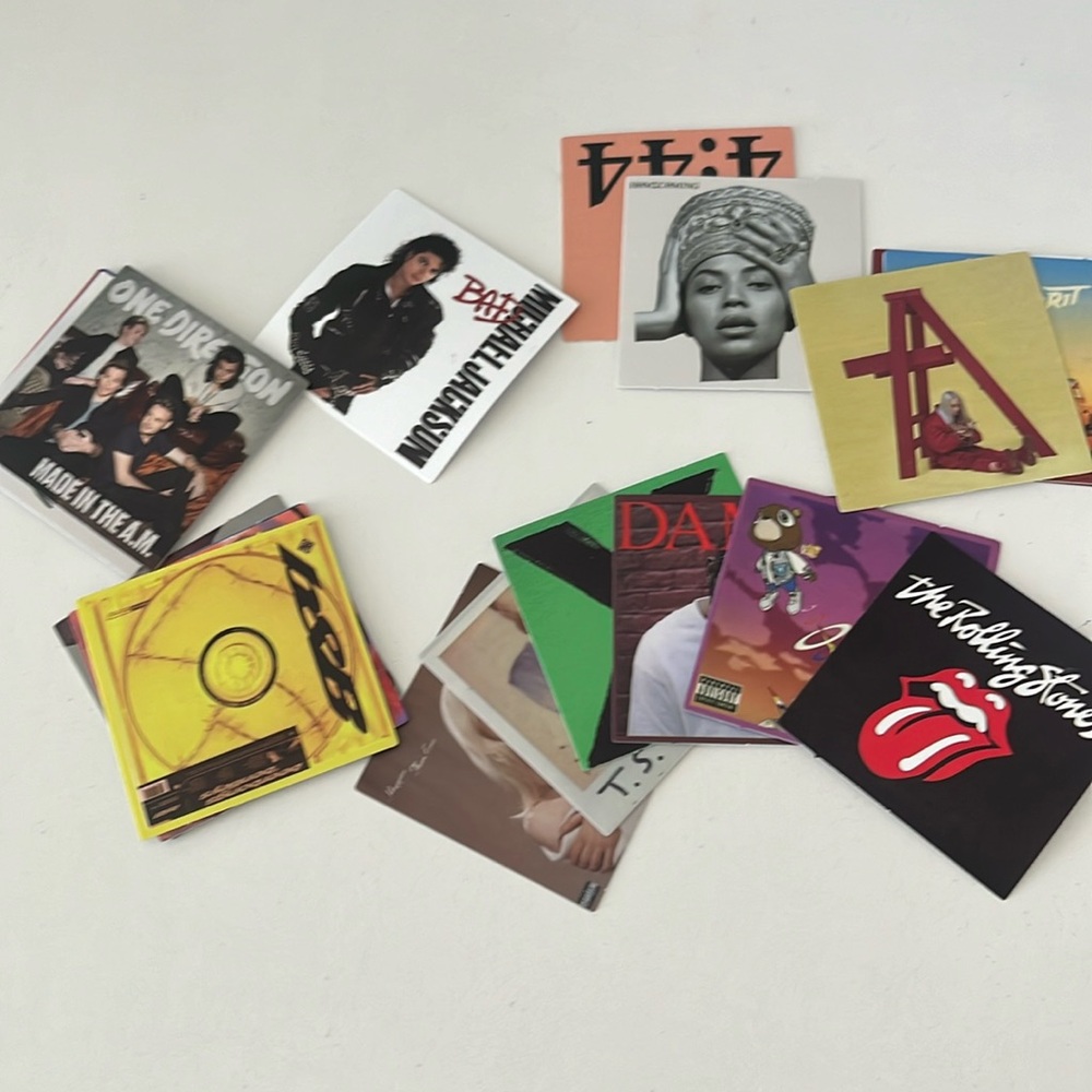 1.5 in by 1.5 in music artist stickers